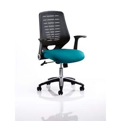 Dynamic Tilt & Lock Task Operator Chair Folding & Removable Arms Relay Black Back, Maringa Teal Seat Without Headrest Medium Back