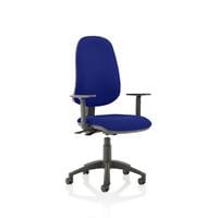 Dynamic Permanent Contact Backrest Task Operator Chair Height Adjustable Arms Eclipse Plus XL Stevia Blue Seat Without Headrest High Back