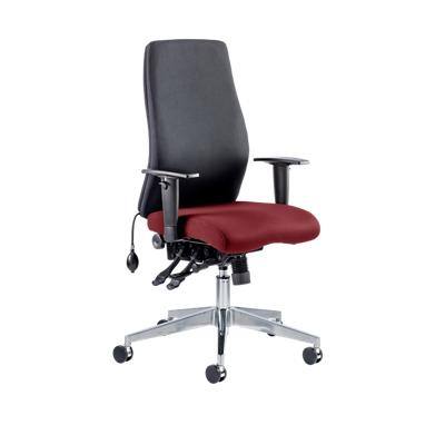 Dynamic Permanent Contact Backrest Posture Chair Height Adjustable Arms Onyx Black Back, Ginseng Chilli Seat Without Headrest High Back