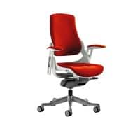 Dynamic Synchro Tilt Executive Chair Height Adjustable Arms Zure Tobasco Red Seat, White Frame Without Headrest High Back