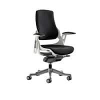 Dynamic Synchro Tilt Executive Chair Height Adjustable Arms Zure Black Seat, White Frame Without Headrest High Back