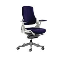 Dynamic Synchro Tilt Executive Chair Height Adjustable Arms Zure Tansy Purple Seat, White Frame Without Headrest High Back