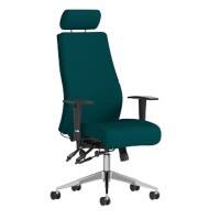 Dynamic Independent Seat & Back Posture Chair Height Adjustable Arms Onyx Maringa Teal Seat With Headrest High Back