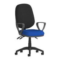 Dynamic Permanent Contact Backrest Task Operator Chair Loop Arms Eclipse Plus III Black Back, Stevia Blue Seat Without Headrest High Back