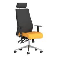 Dynamic Independent Seat & Back Posture Chair Height Adjustable Arms Onyx Black Back, Senna Yellow Seat With Headrest High Back