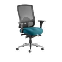 Dynamic Synchro Tilt Task Operator Chair Height Adjustable Arms Regent Black Back, Maringa Teal Seat Without Headrest High Back