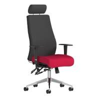 Dynamic Independent Seat & Back Posture Chair Height Adjustable Arms Onyx Black Back, Bergamot Cherry Seat With Headrest High Back