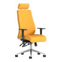 dynamic Onyx Ergo Posture Chair Permanent Contact Fabric Height-Adjustable Armrest Canary Yellow 135 kg Onyx 610 x 670 x 1,400 mm