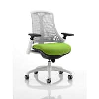 Dynamic Synchro Tilt Task Operator Chair Height Adjustable Arms Flex Moonstone White Back, Myrrh Green Seat, White Frame Medium Back