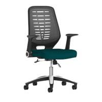 Dynamic Tilt & Lock Task Operator Chair Folding Arms Relay Silver Back, Maringa Teal Seat Without Headrest Medium Back