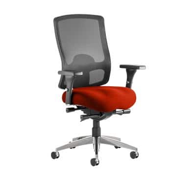 Dynamic Synchro Tilt Task Operator Chair Height Adjustable Arms Regent Black Back, Tabasco Red Seat Without Headrest High Back