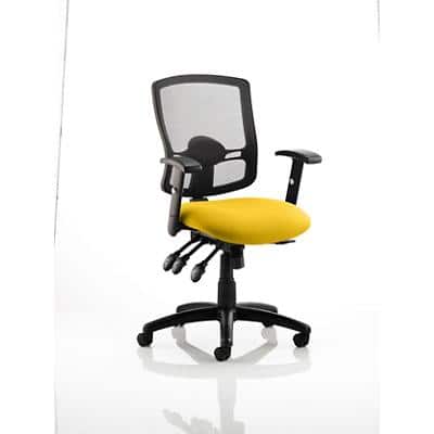 Dynamic Independent Seat & Back Task Operator Chair Height Adjustable Arms Portland III Black Back, Senna Yellow Seat Without Headrest Medium Back