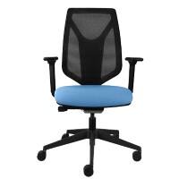 Synchro Tilt Office Chair 2D Armrest Ultra Black Superior Mesh Back, Black Frame, Blue Fabric Seat