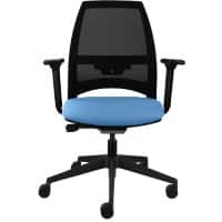Synchro Tilt Office Chair 2D Armrest Ultra Black Designer Mesh Back, Black Frame, Blue Fabric Seat