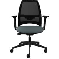 Synchro Tilt Office Chair 2D Armrest Ultra Black Designer Mesh Back, Black Frame, Dark Grey Fabric Seat