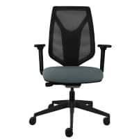 Synchro Tilt Office Chair 2D Armrest Ultra Black Superior Mesh Back, Black Frame, Dark Grey Fabric Seat