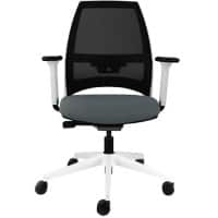 Synchro Tilt Office Chair 2D Armrest Ultra Black Mesh Back, White Frame, Dark Grey Fabric Seat