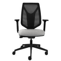Synchro Tilt Office Chair 2D Armrest Ultra Black Mesh Back, Black Frame, Light Grey Fabric Seat