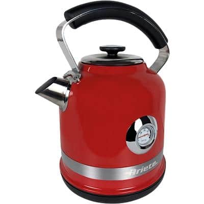 Ariete Moderna Cordless Electric Kettle 1.7L Metal, Stainless Steel Red 360° Rotational Base 3000 W