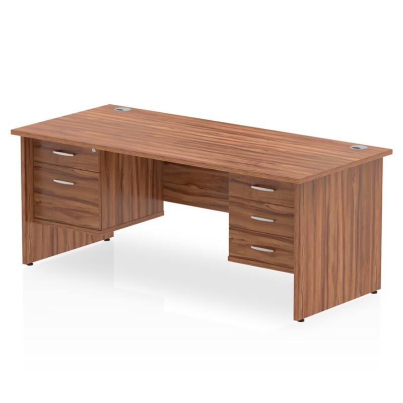 dynamic Impulse Straight Desk Rectangular Walnut Base panel 5 Drawers 2 Pedestals 1,800 (W) x 800 (D) x 730 (H) mm MFC (Melamine Faced Chipboard)
