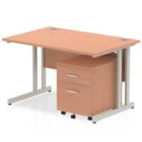 dynamic Impulse Straight Desk Rectangular Beech Cantilever 2 Drawers 1 Pedestal 1,200 (W) x 800 (D) x 730 (H) mm MFC (Melamine Faced Chipboard)