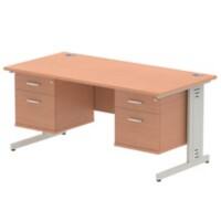 dynamic Impulse Straight Desk Rectangular Beech Cantilever 4 Drawers 2 Pedestals 1,600 (W) x 800 (D) x 730 (H) mm MFC (Melamine Faced Chipboard)