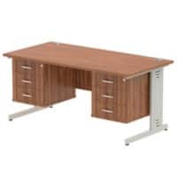 dynamic Impulse Straight Desk Rectangular Walnut Cantilever 6 Drawers 2 Pedestals 1,600 (W) x 800 (D) x 730 (H) mm MFC (Melamine Faced Chipboard)