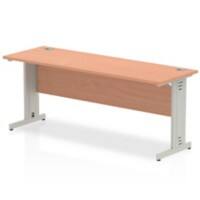 Dynamic Rectangular Office Desk Beech MFC Cable Managed Cantilever Leg Silver Frame Impulse 1800 x 600 x 730mm