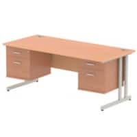 dynamic Impulse Straight Desk Rectangular Beech Cantilever 4 Drawers 2 Pedestals 1,800 (W) x 800 (D) x 730 (H) mm MFC (Melamine Faced Chipboard)