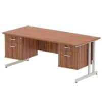 dynamic Impulse Straight Desk Rectangular Walnut Cantilever 4 Drawers 2 Pedestals 1,800 (W) x 800 (D) x 730 (H) mm MFC (Melamine Faced Chipboard)