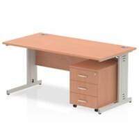 dynamic Impulse Straight Desk Rectangular Beech Cantilever 3 Drawers 1 Pedestal 1,800 (W) x 800 (D) x 730 (H) mm MFC (Melamine Faced Chipboard)