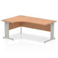 Dynamic Radial Left Hand Crescent Desk Oak MFC Cable Managed Cantilever Leg Grey Frame Impulse 1800/1200 x 600/800 x 730mm