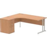 Dynamic Wave Left Hand Office Desk Oak MFC Cantilever Leg Grey Frame Impulse 1800/1630 x 800/600 x 730mm