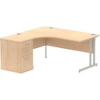 dynamic Impulse Left Hand Desk Corner Maple Cantilever 3 Drawers 1,600 (W) x 800 (D) x 730 (H) mm MFC (Melamine Faced Chipboard)