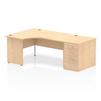 Dynamic Corner Left Hand Desk Maple MFC Panel End Leg Maple Frame Impulse 1600 x 1200 x 730 mm