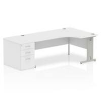 Dynamic Wave Right Hand Office Desk White MFC Cable Managed Cantilever Leg Grey Frame Impulse 2230/1200 x 800/600 x 730mm