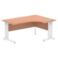 Dynamic Radial Right Hand Crescent Desk Beech MFC Cable Managed Cantilever Leg White Frame Impulse 1600/1200 x 600/800 x 730mm