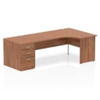 Dynamic Corner Right Hand Desk Walnut MFC Panel End Leg Walnut Frame Impulse 1800 x 1200 x 730 mm