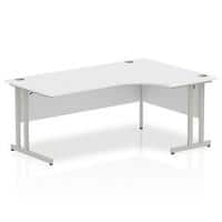 Dynamic Corner Right Hand Crescent Desk White MFC Cantilever Leg White Frame Impulse 1800/1200 x 600/800 x 730mm