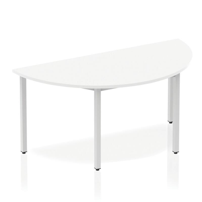 dynamic Impulse Conference Table Semi-circular White 4 Metal legs 1,600 (W) x 800 (D) x 740 (H) mm MFC (Melamine Faced Chipboard)