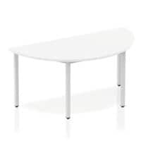Dynamic Semicircular Table White MFC Box Frame Leg Silver Frame Impulse 1600 x 800 x 725mm