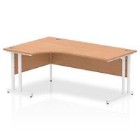 Corner Desks Left Hand Crescent Desk Oak MFC Cantilever Legs White Impulse 1800/1200 x 600/800 x 730mm
