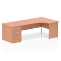 Dynamic Corner Right Hand Desk Beech MFC Panel End Leg Beech Frame Impulse 1800 x 1200 x 730 mm