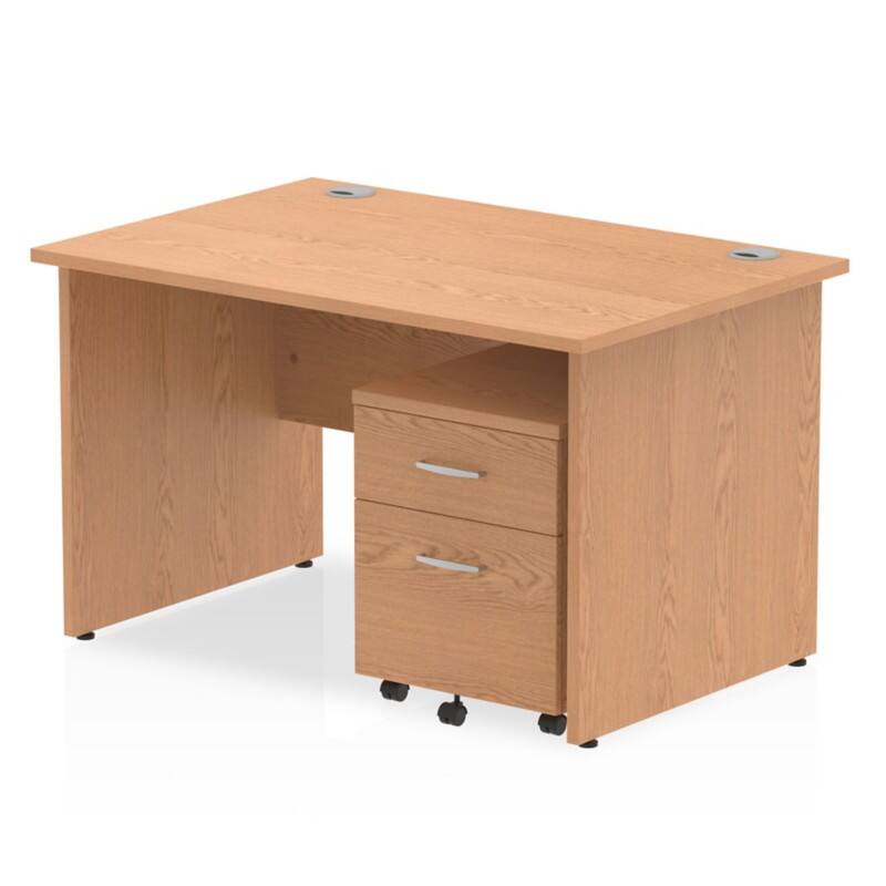 dynamic Impulse Straight Desk Rectangular Oak Base panel 2 Drawers 1 Pedestal 1,200 (W) x 800 (D) x 730 (H) mm MFC (Melamine Faced Chipboard)