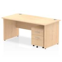 dynamic Impulse Straight Desk Rectangular Maple Base panel 2 Drawers 1 Pedestal 1,600 (W) x 800 (D) x 730 (H) mm MFC (Melamine Faced Chipboard)