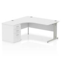 dynamic Impulse Left Hand Desk Corner White Cantilever 3 Drawers 1 Pedestal 1,600 (W) x 1,630 (D) x 730 (H) mm MFC (Melamine Faced Chipboard)