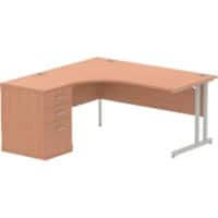 dynamic Impulse Left Hand Desk Corner Beech Cantilever 3 Drawers 1,600 (W) x 800 (D) x 730 (H) mm MFC (Melamine Faced Chipboard)