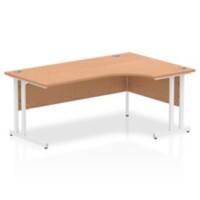 Corner Desks Right Hand Crescent Oak MFC Cantilever Legs White Impulse 1800/1200 x 600/800 x 730mm