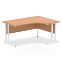 Corner Desks Right Hand Crescent Oak MFC Cantilever Legs White Impulse 1600/1200 x 600/800 x 730mm