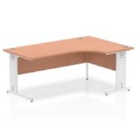 Dynamic Radial Right Hand Crescent Desk Beech MFC Cable Managed Cantilever Leg White Frame Impulse 1800/1200 x 600/800 x 730mm